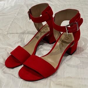 Unisa Red Block Heel Sandal